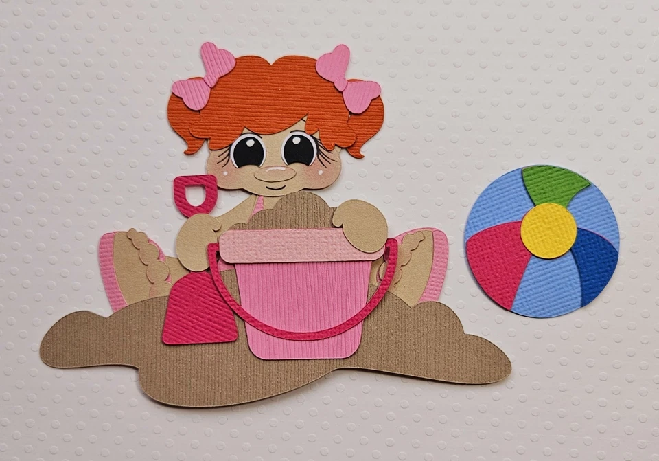 Cabello rojo Sandy Beach Girl. Álbum de recortes, piezas de papel para hacer tarjetas Foto 1 de 1