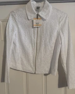 NUEVO CON ETIQUETAS - Chaqueta ligera Anne Klein - Blanco brillante - Pequeña Precio de venta sugerido por el fabricante $129 - Imagen 1 de 4