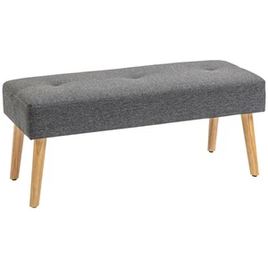 HOMCOM Upholstered Bed End Bench Ottoman Tufted Linen Entryway Living Room - Picture 1 of 12