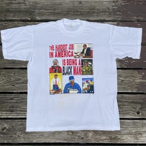 Vintage The Hardest Job In America Is Being A Black Man T Shirt Size Large - Picture 1 of 10