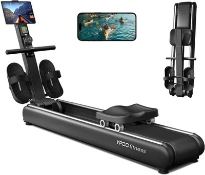 Magnetic Rowing Machine 16-Level Foldable Quiet Dual Rail LCD Home Gym 350LB - Image 1 of 4