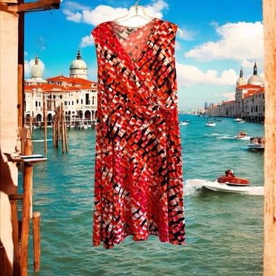 Vestido feminino Travel Smith Surplice corpete sem mangas XLP PETITE geométrico - Imagem 1 de 4