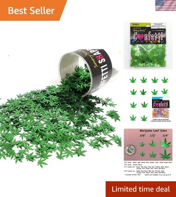 Confete de folha de maconha verde vibrante - 3/8 polegadas, perfeito para festas - Imagem 1 de 4