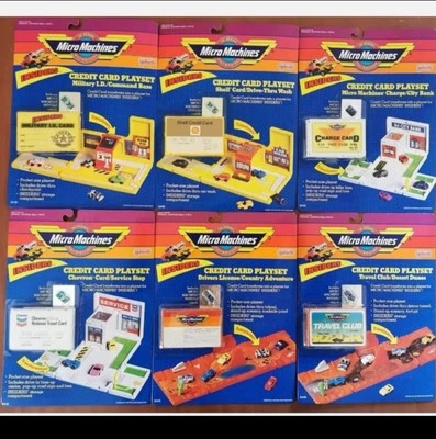 Vintage GALOOB MICRO MACHINES - Drivers License Credit Card 6 Sets MOC NEW - Immagine 1 di 2