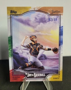 2025 Topps X Bob Ross Buster Posey Paint Splatter Canvas 82/99 Giants - Picture 1 of 2