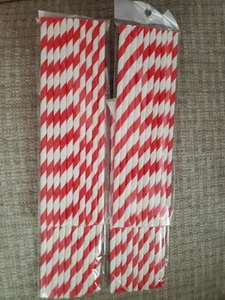60 Pcs Disposable Paper Straws Retro Striped Birthday Party Drinking Straw - Picture 1 of 2