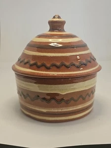 WESTMOORE POTTERY 1980 Redware NC Hand Painted SIGNED ML D Farrell Moravian - Picture 1 of 16