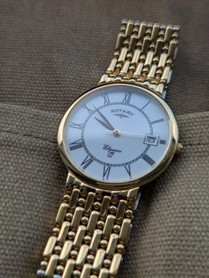 1999 Rotary Elegence Gold Plated Quartz Watch, box & papers, in VGC, new battery — 第 1/4 张图片