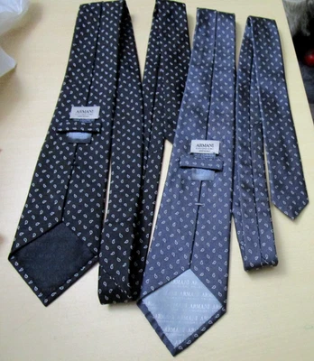 NUEVO NUEVO SIN ETIQUETAS LOTE DE 2 CORBATAS ARMANI COLLEZIONI Italia cuello seda PAISLEY NEGRO Y GRIS Foto 1 de 4
