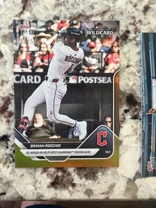 2025 TOPPS NOW MLB GOLD FOIL AL WILD CARD 09/50 GUARDIANS BRAYAN ROCCHIO #805 - Picture 1 of 1