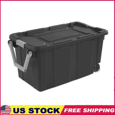 40 Gallon Wheeled Industrial Tote Heavy Duty Storage Box W/ Drip Resistant Lid - Image 1 of 4
