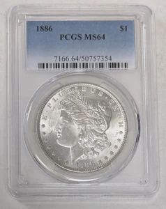 Dólar de plata Morgan 1886 graduación profesional MS64 - Imagen 1 de 4