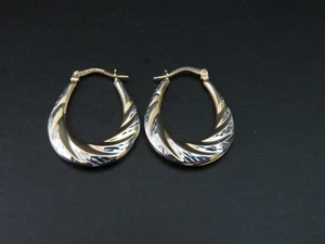 9 Carat Gold Decorative Hoop Earrings - Picture 1 of 6