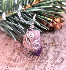 Nature Amethyst Point Wire Wrapped Pendant Necklace - Picture 1 of 9