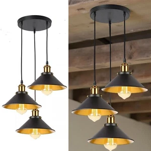 Lámpara colgante de techo vintage industrial de metal lámpara retro colgante de 3 vías - Imagen 1 de 24