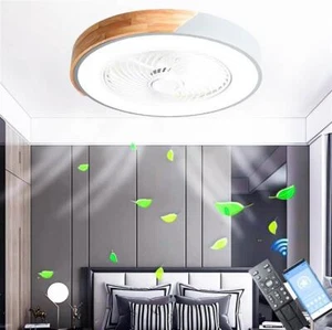 LANMOU Wooden Ceiling Fan with Lighting and Remote Control Quiet LED - Picture 1 of 9