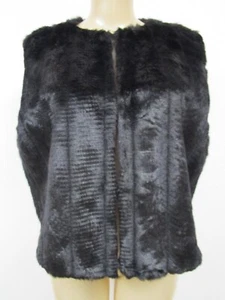 BLACK FAUX FUR SLEEVELESS VEST SIZE L - Picture 1 of 5