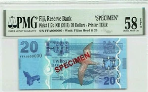 Fiji $20 ND. 2013 P 117s Specimen Series FFA PMG 58 Uncirculated Banknote - Picture 1 of 2