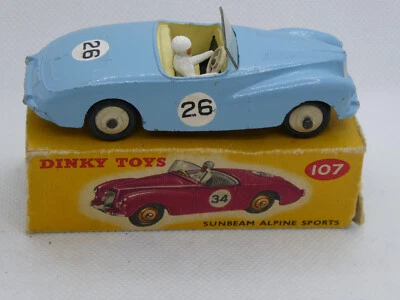 Dinky Toys 107 Sunbeam Alpine Deportes Competición Acabado En Caja Foto 1 de 4