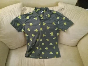 STAR WARS Shirt Mens Med Gray Grogu Mandalorian Button Up Short Sleeve Baby Yoda - Picture 1 of 7