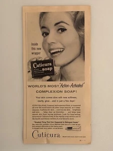 Vintage 1960 Cuticura Teint Seife Magazin Druck Anzeige Hautpflege schwarz & weiß - Bild 1 von 1