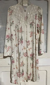 VTG Vanity Fair Floral Robe Nightgown House Dress Lounge Coat LARGE - Button EVC - Picture 1 of 10