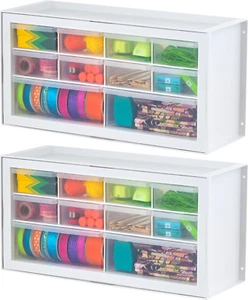 USA Small Drawer Organizer Storage, 2-Pack, 10-Drawer Craft Cabinet for Screws H - Picture 1 of 12