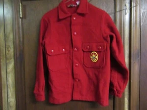 Chaqueta de lana roja con parche de chaqueta National Jamboree 1989, talla 14 CU35 para niño - Imagen 1 de 2