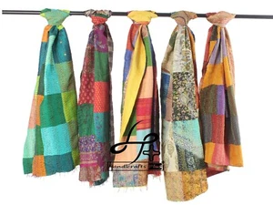 Seide Kantha Schal Patchwork Bandana Wende Halstuch 18x72" Großhandel 20 Stck. - Bild 1 von 8