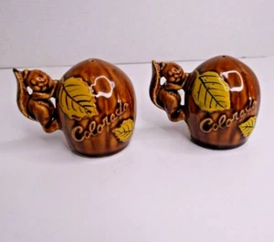 Vtg Salt & Pepper Shakers Squirrel Colorado Brown Cork Bottoms Ceramic - Picture 1 of 5