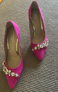 Kurt Geiger Womens Size 10 Pink Velvet Embellished Pump With Golden Heel - Picture 1 of 4