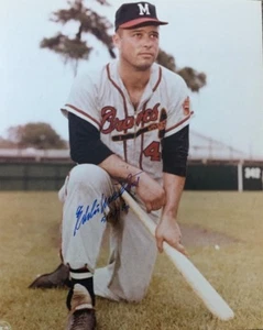 EDDIE MATHEWS MILWAUKEE BRAVES AUTOGRAPHED SIGNED 8X10 PHOTO #3 512 HRS - Picture 1 of 1