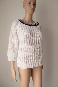 Riani Pullover in weiß, schwarz abgesetzt, Größe 42 - Bild 1 von 6