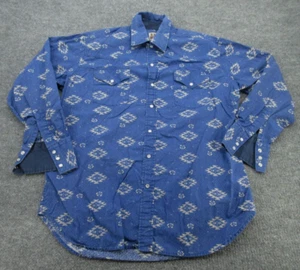 Ely Cattleman Shirt Mens Large Blue Long Sleeve Pearl Snap Western Cowboy L - Picture 1 of 12