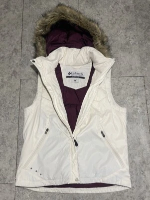 Chaleco Columbia Pequeño Invierno Otoño Mujer con Capucha Desmontable de Piel Sintética 🔥Blanco Crema Foto 1 de 4