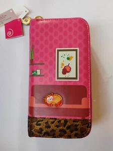 PORTAFOGLI GRANDE WALLET LARGE DOPPIA ZIP ECOPELLE GATTO  - Imagen 1 de 4