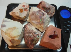 Mexican Fire Opal in Matrix 6pcs 510TCW Lapidary Facet Rough - Picture 1 of 11