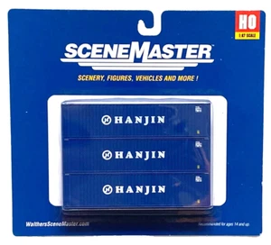 HO Scale Walthers SceneMaster 949-18201 Hanjin 40' Flat Panel Container 3-Pack - Picture 1 of 2