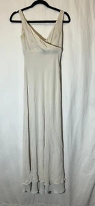 Nicole Miller Silk V-neck Lace Inset Formal wedding gown Sheath size 6 J13 - Picture 1 of 5