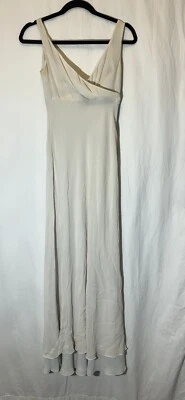 Nicole Miller Silk V-neck Lace Inset Formal  wedding gown Sheath size 6 J13 - Image 1 of 4