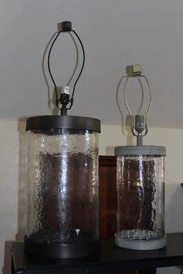 Juego de lámpara de mesa Pottery Barn Dalton de vidrio reciclado grande/mediano vintage Art Deco Foto 1 de 4