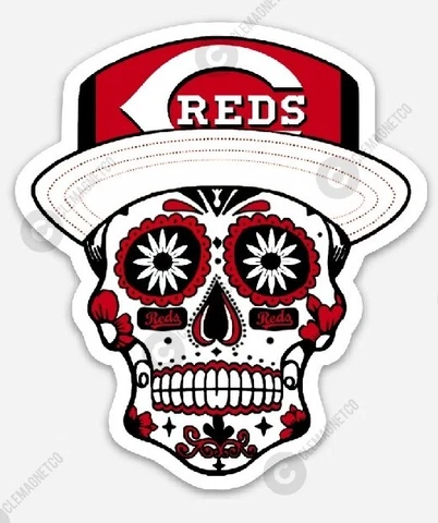 Cincinnati Reds Sugar Skull MAGNET - MLB Premium Vinyl OHIO BASEBALL Cover