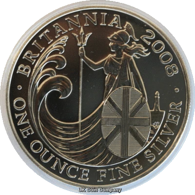 2008 Britannia Royal Mint 1 oz Fine Silver £2 Two Pounds Coin - Image 1 of 2