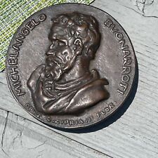 Vintage 3" Michelangelo  the Mortal 1564 Angel Divino w Moses Bronze Medallion 