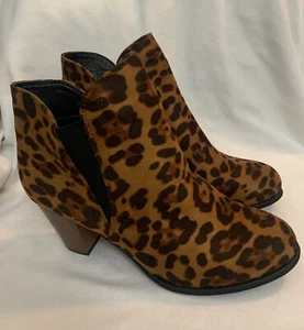 Simply Southern 147258 Boot Women 10 Brown Black Leopard Print Heel Pull On - Picture 1 of 8