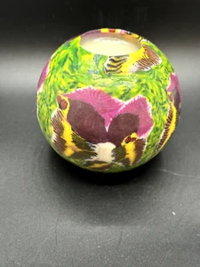Painted Candle Round Ball Green/Purple 3.5” - Picture 1 of 3