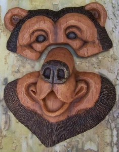 Cobertizo de pared de oso negro con acento de jardín NUEVO poliresina tonificada en madera - Imagen 1 de 5