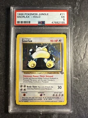 1999 Pokémon Jungle Holographic Holo Snorlax 11 /64 PSA 5 EX Graded Rare - Image 1 of 4