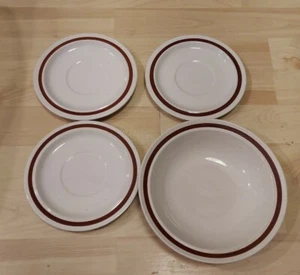 Vintage Antique Genuine Stoneware 3 6.25" Saucers 1 7.5" bowl Made In Japan lot - Picture 1 of 2
