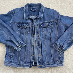 Chaqueta de mezclilla azul para hombre XL camionero algodón lavado medio bolsillos con botones - Imagen 1 de 14